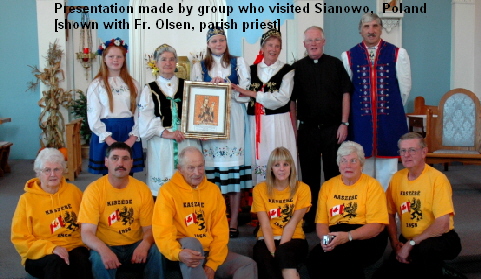 Presentation made by group who visited Sianowo,  Poland
[shown with Fr. Olsen, parish priest]